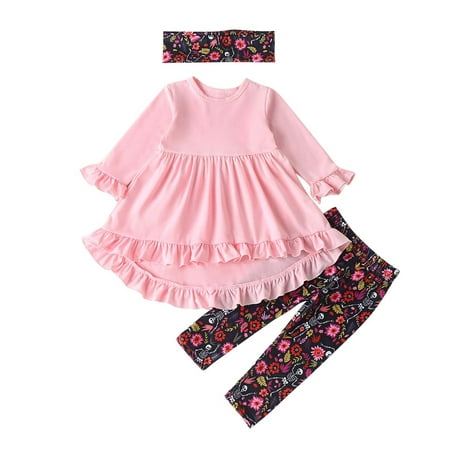 

YWDJ 1-6 Years Valentine s Day Girls Outfit Sets Spring Fall Long Sleeve Shirt Romper Trousers Suit Pink 2-3 Years