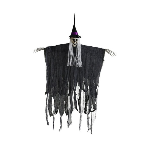 TopLLC Halloween Decor Fall Decor Hanging Halloween Skeleton Ghosts Decorations Skull Ghost Decoration With Long Hair Poseable Wire Spooky Hanging Skeleton Prop For Halloween Party Haunted House