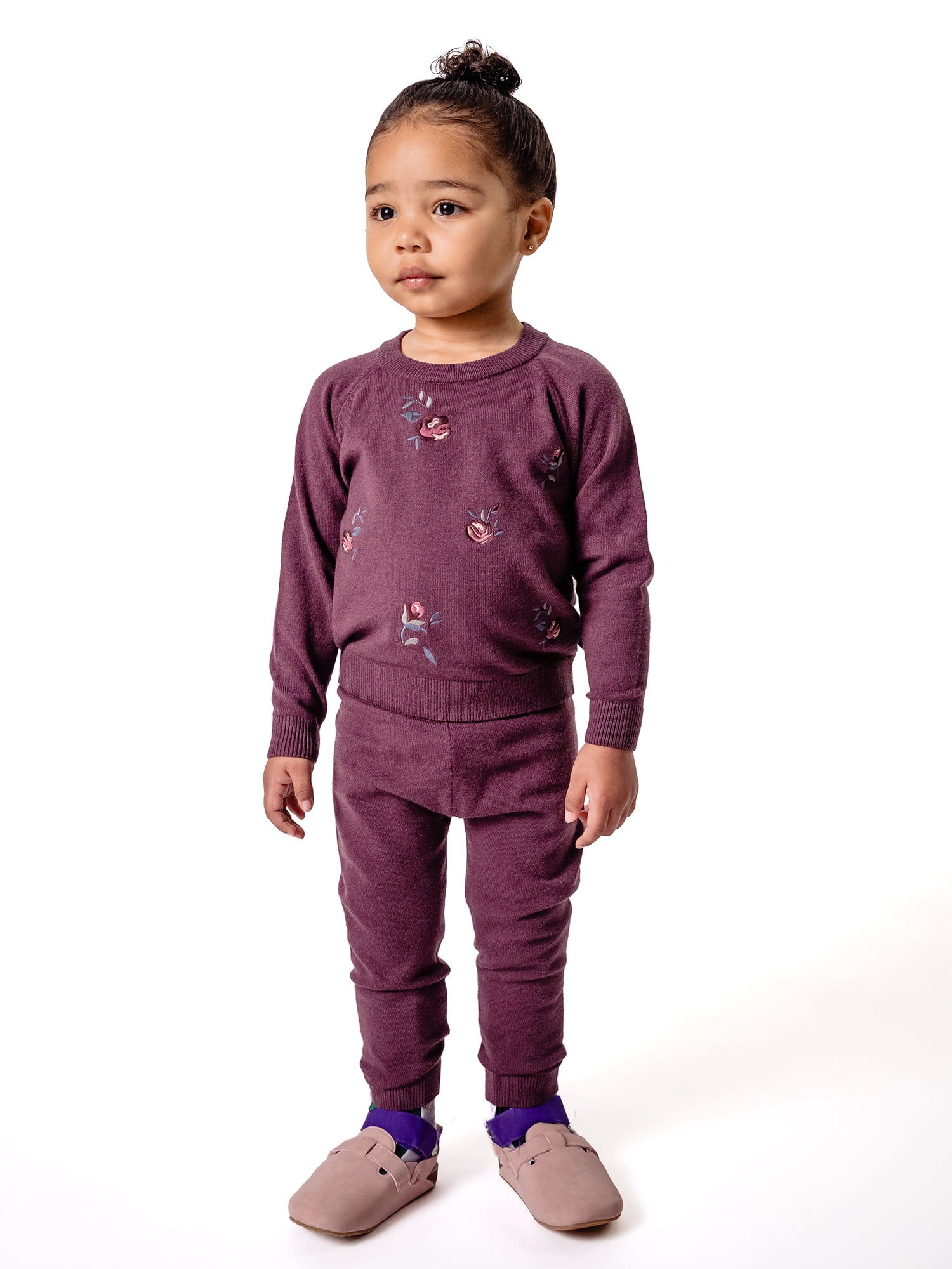 Modern Moments by Gerber Toddler Girl Embroidered Sweater Set, 2-Piece, Sizes 12 Months - 5T