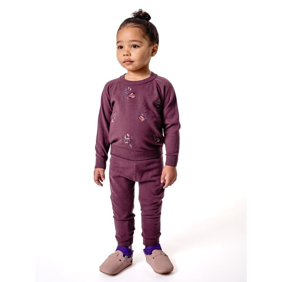 Modern Moments by Gerber Toddler Girl Embroidered Sweater Set, 2-Piece, Sizes 12 Months - 5T