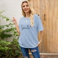 thumbnail image 5 of Women Short Sleeve Tops Funny Love Graphic Print Round Neck Pullover T-Shirts Trendy Casual Loose Fit Workout Tee Blouses, 5 of 7