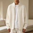 thumbnail image 2 of Kukoosong Men's Stand Collar Full Zip Cable Knit Cardigan, Solid Color Long Sleeve Sweater Jacket with Ribbed Cuffs, Relaxed Fit Warm Outerwear for Fall Winter Daily Wear, 2 of 7