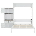 thumbnail image 5 of Queen Size Murphy Bed with LED Strip and Wine Rack, Space-Saving Wall Bed Frame with Cabinets and Drawers, Foldable Platform Bed for Guest Room Home Office, White, 5 of 9