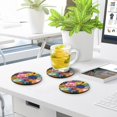 thumbnail image 6 of Vzayyk 4Pack Wooden Coasters With Cork Base Heat-Resistant Drink For Home Office Restaurant Orange Red Purple Brown White Florals, 6 of 7