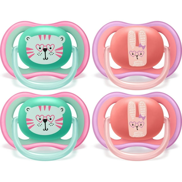Philips Avent Ultra Air Pacifier, 18+ months, Pink, 4 pack, SCF349/45