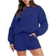 thumbnail image 2 of ICHUANYI Clearance Women Fashion Round-Neck Blouse Long Sleeve Tops Sweatshirt Shorts Casual Suit Sets(Dark Blue, XXL) ICHUANYI WER2023080913274, 2 of 7