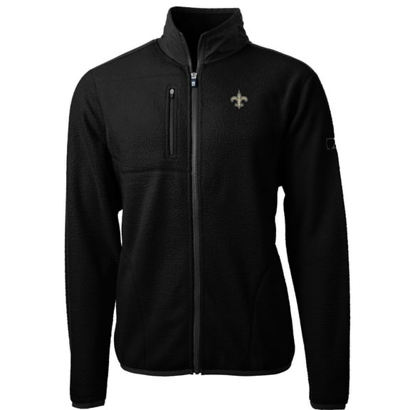 Men's Cutter & Buck Black New Orleans Saints Big & Tall Cascade Eco Sherpa Fleece Full-Zip Jacket