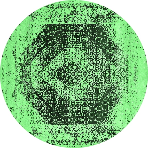 Ahgly Company Indoor Round Persian Emerald Green Bohemian Area Rugs, 7' Round