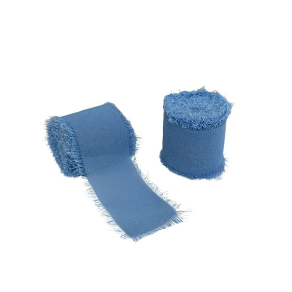 Blue Chiffon Ribbon for Crafts - 1 1/2" x 5 Yards, 2 Rolls, Wedding, Reception, Bridal Shower, Embellishments, Easter, DIY, Event Decor, Baby Shower, Gift Bow, Hair Bows, Christmas