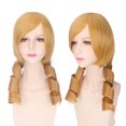 thumbnail image 1 of Peluca para cosplay, rubia, rizada, doble cola, 30 cm, resistente al calor, 1 of 3