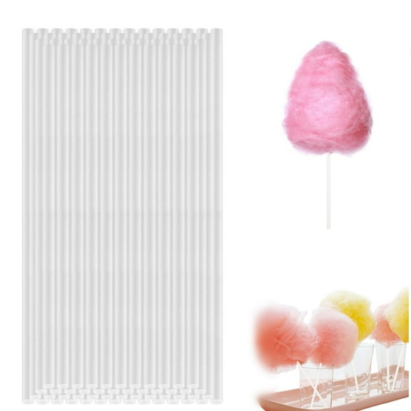 11.8x0.4In Cotton Candy Sticks,QZS Disposable White Cotton Candy Sticks,Pack of 50,Compatible with Cotton Candy Machines