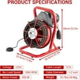 thumbnail image 2 of Litake 75FT x 1/2in Drain Cleaner Machine, 400W Electric Drain Snake with 6 Cutters & Foot Switch for 1" to 4" Pipes, Heavy Duty Sewer Auger for Sinks, Toilets, Showers, 2 of 7