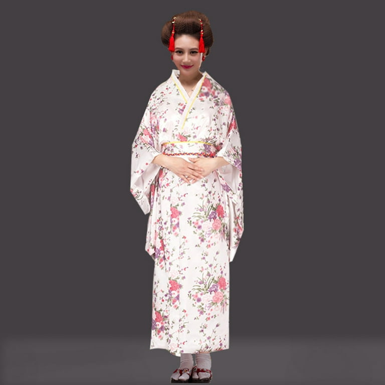Women Lady Fancy Dress Japanese Style Kimono Performance