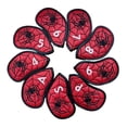thumbnail image 1 of 9 Pieces Golf Iron Club Head Covers Classic Spiders PU Golf Wedge Covers Set red, 1 of 10