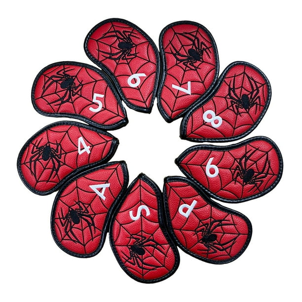 9 piezas Golf Iron Club Head Covers Classic s PU Golf Wedge Covers Set rojo Sharpla Cubiertas de cabeza de hierro de golf