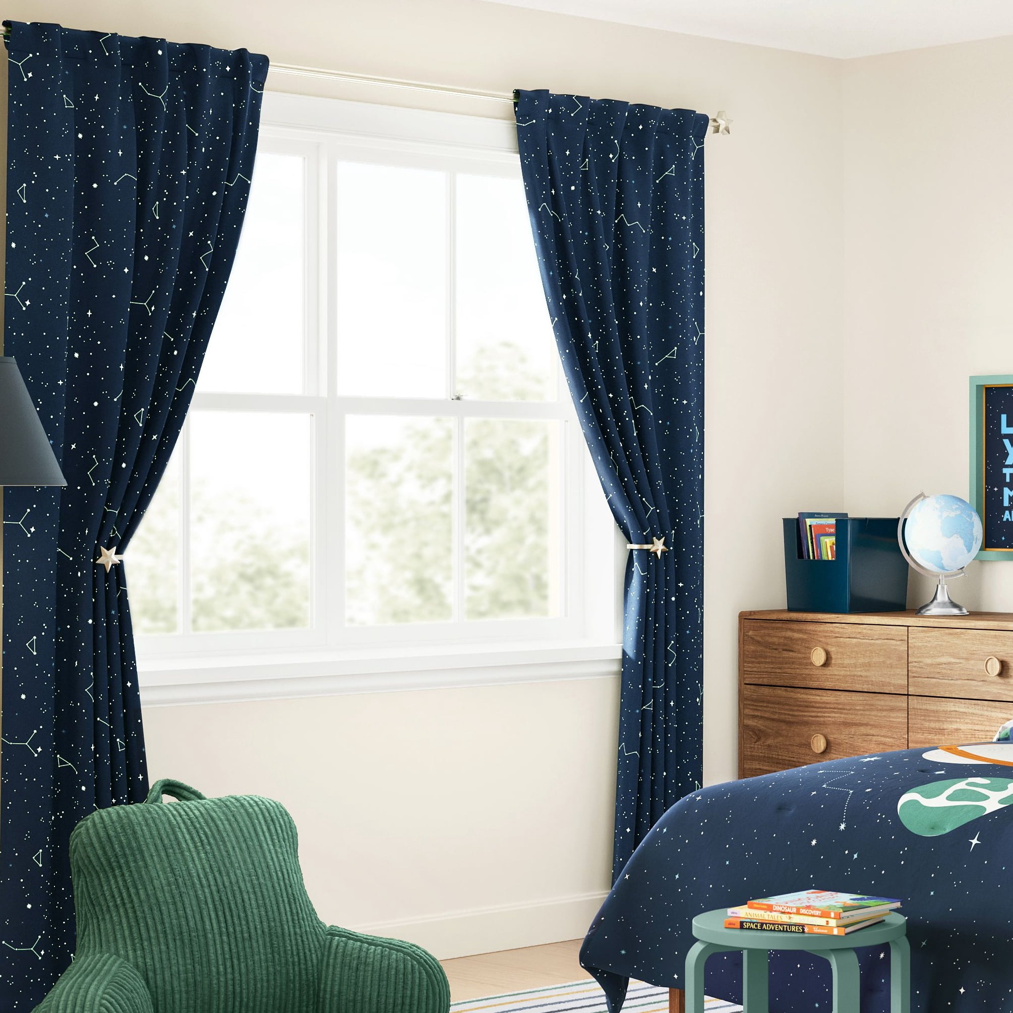 Mainstays Kids Satin Nickel Star Curtain Holdbacks, 2 Count