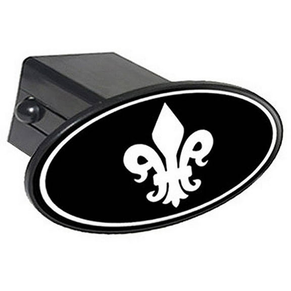 Fleur De Lis White On Black 2" Oval Tow Trailer Hitch Cover Plug Insert