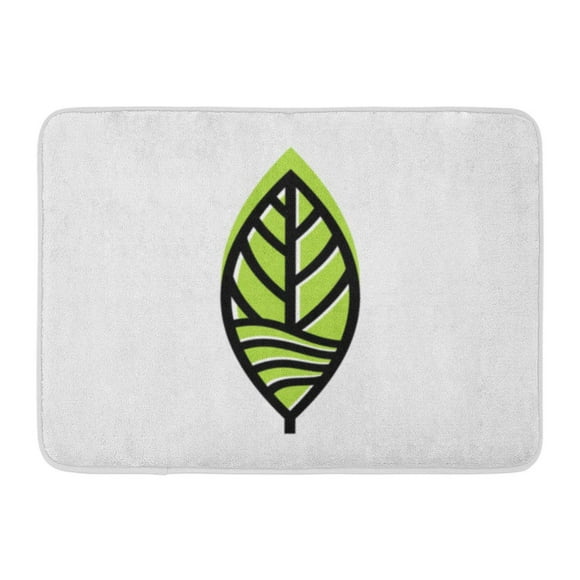 YUSDECOR Contour Green Badge Leaf Design Inspiration Tea Bio Cosmetics Rug Doormat Bath Mat 23.6x15.7 inch
