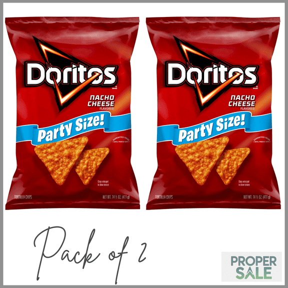 Doritos Nacho Cheese Tortilla Snack Chips,Party Size, 14.5 Ounce Bag ( pack of 2 )