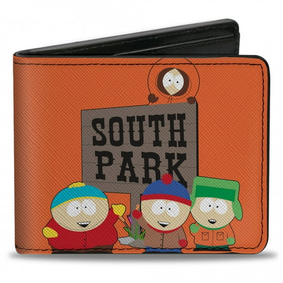 Comedy Central Wallet, Bifold, South Park Sign Group Pose Orange, Vegan Leather