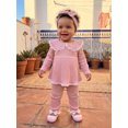 thumbnail image 5 of RUINIXCW Toddler Girl Fall Outfits Lace Trim Long Sleeve Tops and Pants Headband, 5 of 7