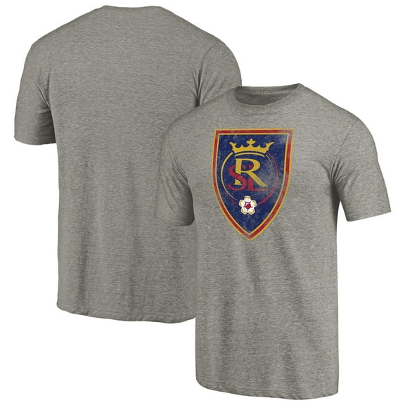 Men's Gray Real Salt Lake Distressed Primary Logo Tri-Blend T-Shirt