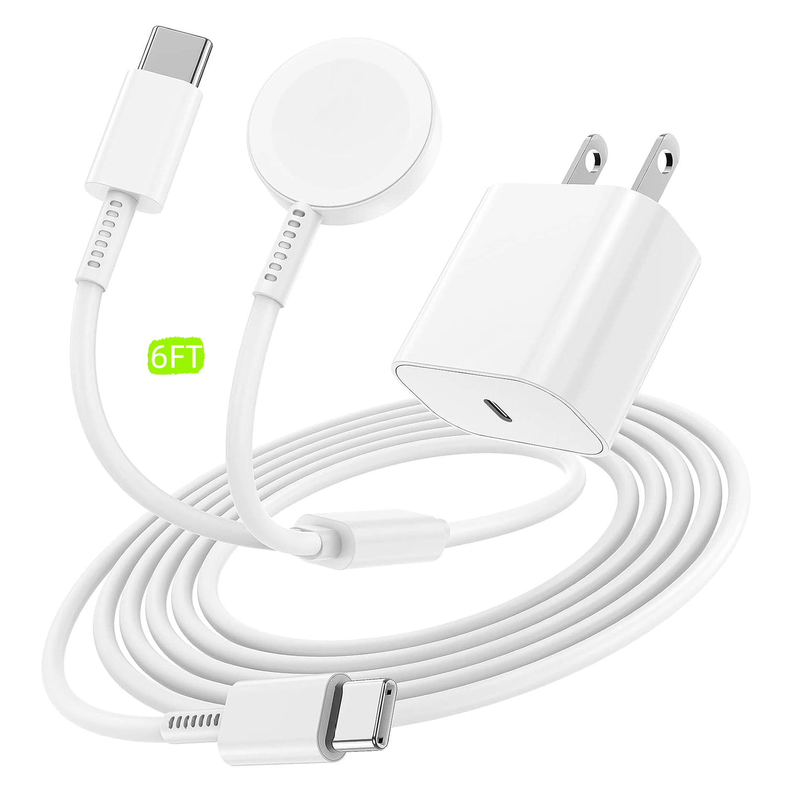 2 in 1 for Apple Watch Charger Magnetic Fast Charger to USB C Cable,20W USB C Charger iWatch Charger Cord 6ft Compatible with iWatch Series Ultra 3/2/SE 3/11/10/iPhone 17 15 16 Pro Max/iPad