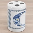 thumbnail image 1 of Letter G Ceramic Toothbrush Holder, Flower Letter G Natural Elements in Blue Tones Alphabet European Culture, Decorative Versatile Countertop for Bathroom, 4.5" X 2.7", Blue Yellow Orange, 1 of 4