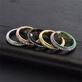 thumbnail image 3 of PAURO Women's Stainless Steel Anxiety Rotatable Stacking Rings Inlay Zirconia Wedding Band Silver Size 12, 3 of 4