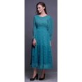 thumbnail image 3 of Bimba Robe Smockée à Manches Longues pour Femmes, Col Rond, Volants, Été, Maxi-TP, 3 of 5