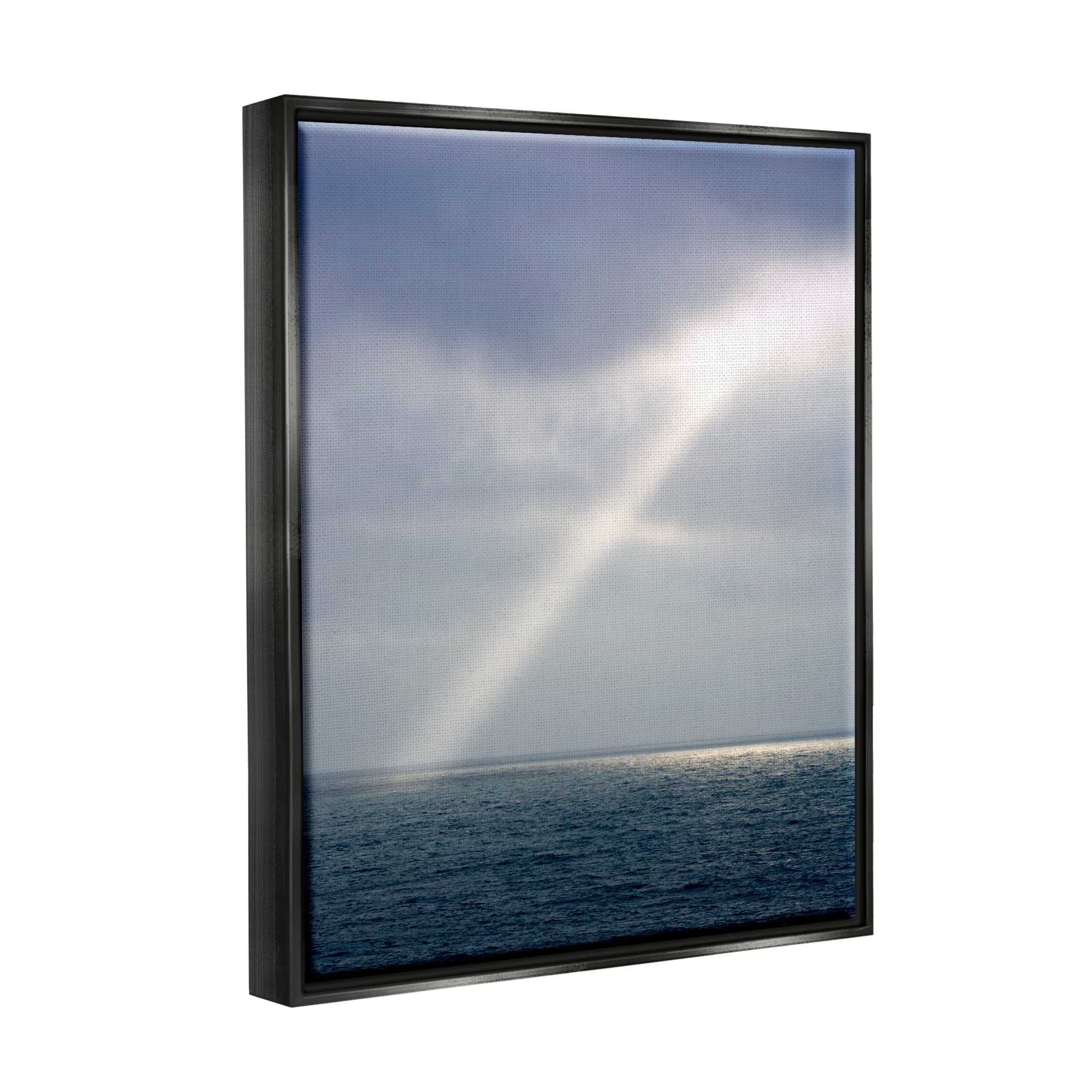 Stupell Industries Sun Rays Shining Ocean Clouds Coastal Photography Black Floater Framed Art Print Wall Art