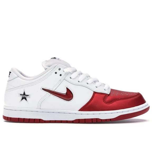 Nike Men's SB Dunk Low Supreme Jewel Swoosh Red Skateboarding Shoes, from StockX