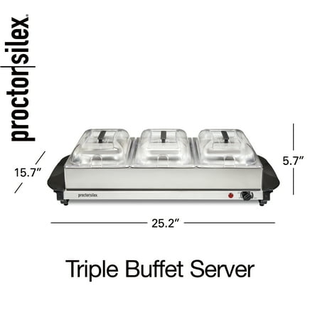 Proctor Silex - Triple Buffet Server - STAINLESS STEEL