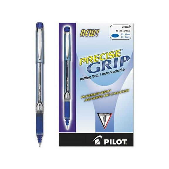 Precise Grip Stick Roller Ball Pen Extra-Fine 0.5mm, Blue Ink, Blue Barrel
