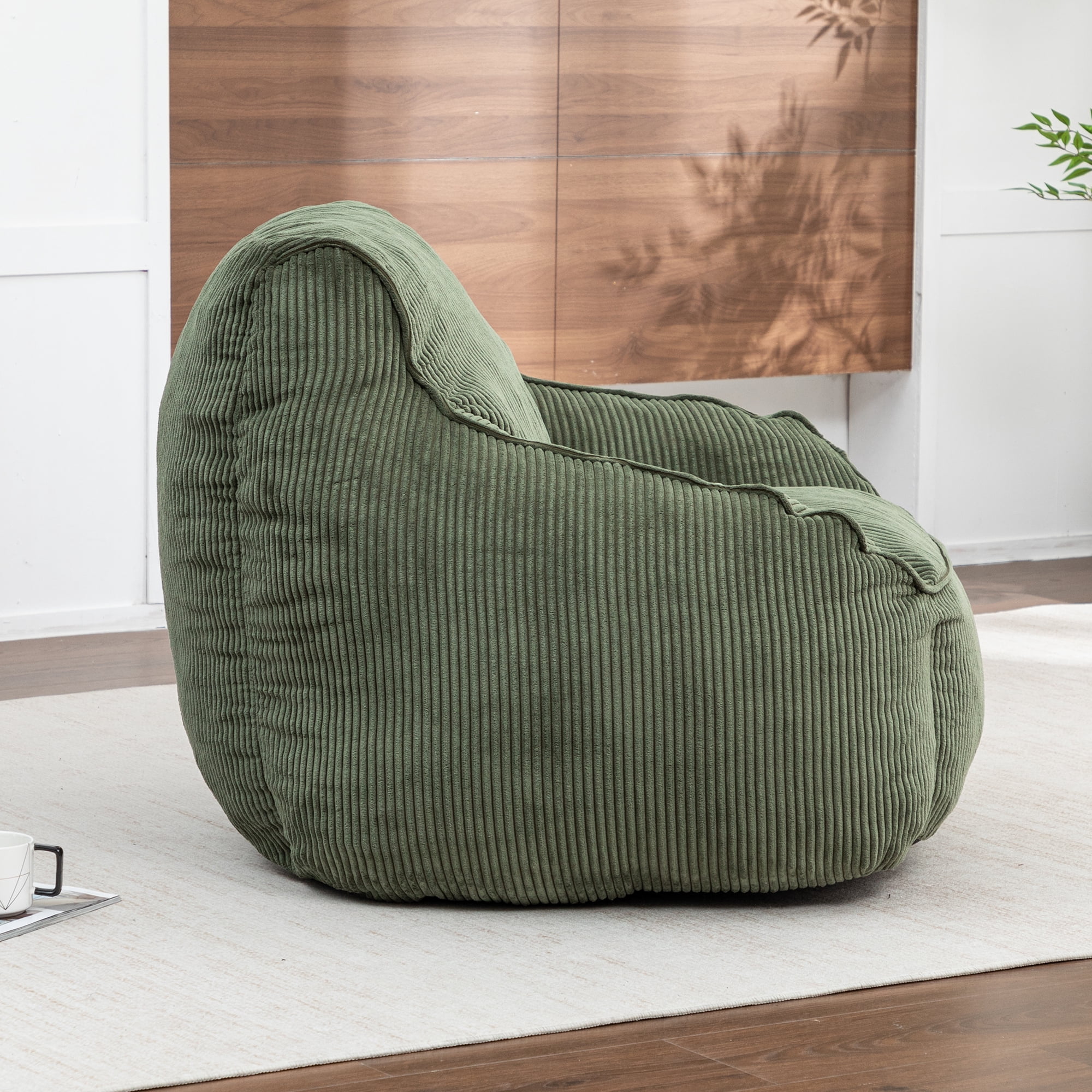 Jopath Giant Bean Bag Chair,Comfy Corduroy Large Bean Bag Chair Sofa with Armrests for Adults Teens,Lazy Sofa Couch Chairs with Filler Included for Bedroom Living Room,Green