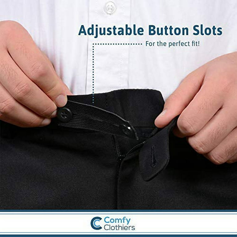 Comfy Clothiers Elastic Waist Extender for Black Shorts & Pants (5-Pack in  Black) - Strong Adjustable Pants Button Extenders 