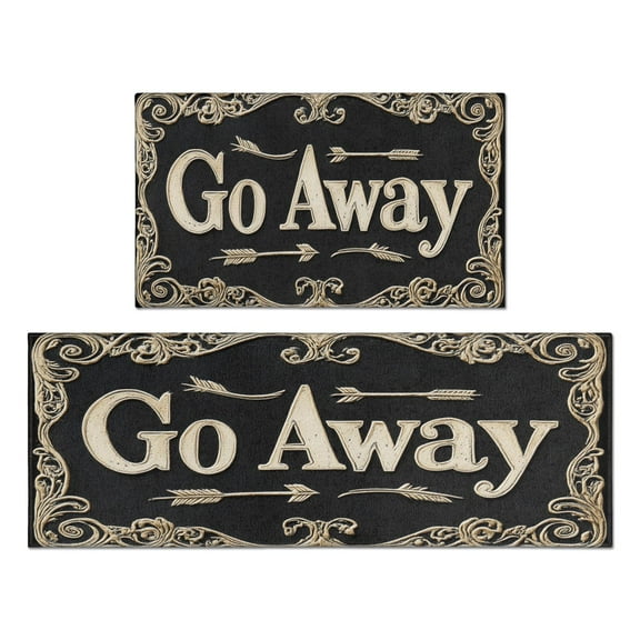 Kitchen Rug Set Of 2 Non Skid Kitchen Mats for Floor,Happy Halloween Spooky Trick or Treat Go Away Kitchen Rugs and Mats for Bathroom,Room Bath (47x17 30x17 Inches)
