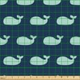 thumbnail image 2 of Ambesonne Nautical Fabric by the Yard Upholstery, Whales Silhouettes Art, 5 Yards, Pale Seafoam and Night Blue, 2 of 5