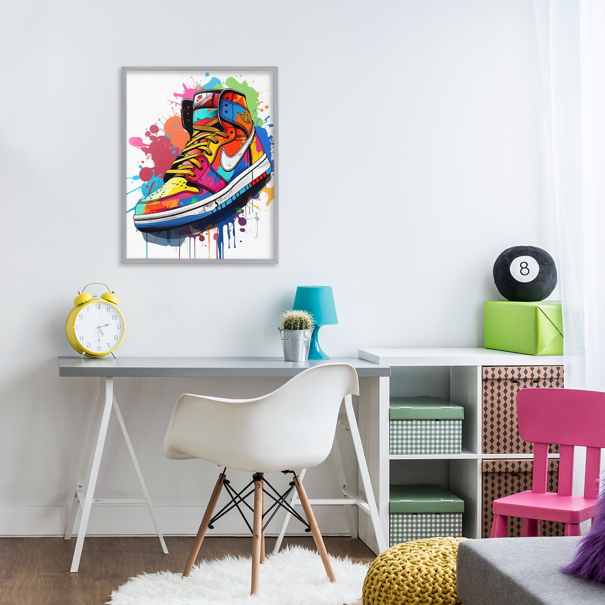 Stupell Industries Graffiti Sneaker on White Gray Framed Giclee Art, design by Creative Studio