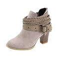 thumbnail image 1 of jsaierl Women Ankle Bare Boots Solid Round Shoes High Heel Causal Short Rube Booties, 1 of 5