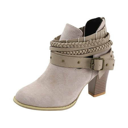 

EQWLJWE 2022 Booties for Women Ankle Bare Boots Solid Round Shoes High Heel Causal Short Rube Booties Deals Discount Clearance
