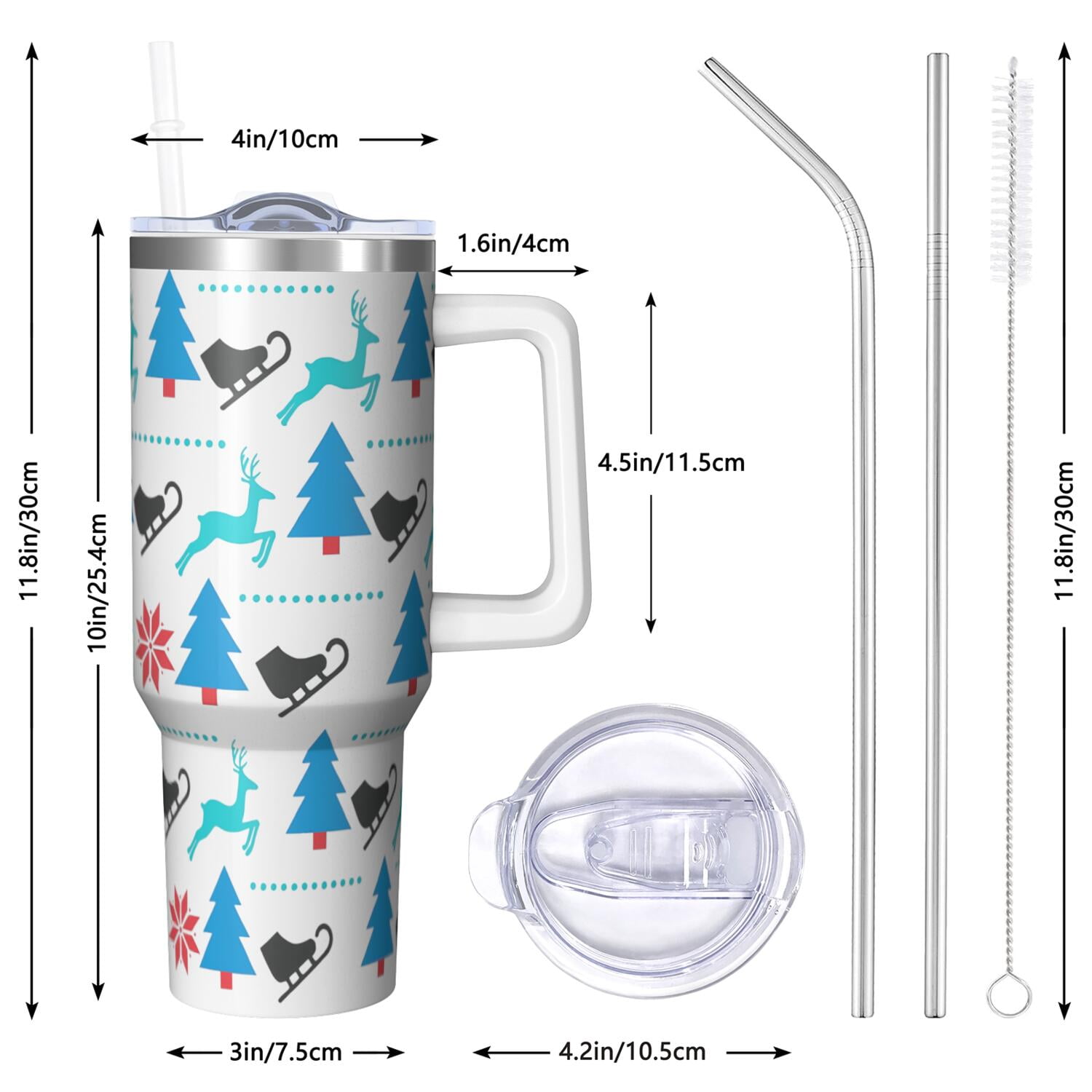 1pc 40 oz Christmas Tumbler with Lid and Straw Stainless steel Insulated tumblers Cute water bottle Travel/Gym coffee tumbler Gifts for Women/men