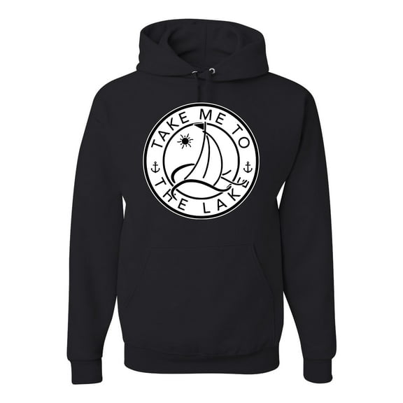 Wild Bobby, Take Me To The Lake, Unisex Graphic Hoodie Sweatshirt, Black, Small