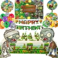 thumbnail image 2 of Juego de globos de látex con temática de mineros y zombis, decoración para tartas de PVZ, suministros para fiestas, pancartas de feliz cumpleaños, juguetes para niños, 2 of 5