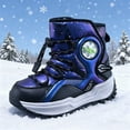 thumbnail image 2 of DMDUOU Boys Girls Winter Snow Boots Teen Lace Up Non-Slip Outdoor Warm Fleece Boots Soft Cozy Hiking Walking Shoes Blue 31, 2 of 6
