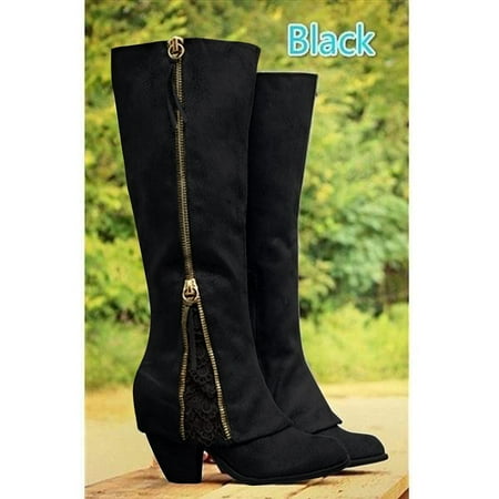 

Doublelift Contemporary Popular Women s Autumn and Winter Lace Tassel Long Tube Thick Heel Fashion Boots