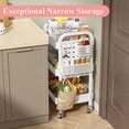 thumbnail image 3 of 3 Tier Rolling Utility Cart - Metal White Cart Organizer with Wheels, Storage Cart with DIY Dual Pegboards, Removable Baskets Hooks, 3 of 9