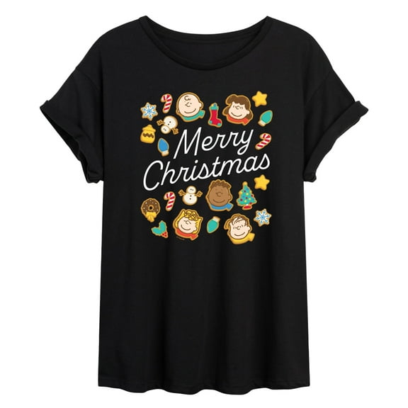 Peanuts - Merry Christmas Cookies - Womens Oversized Graphic T-Shirt