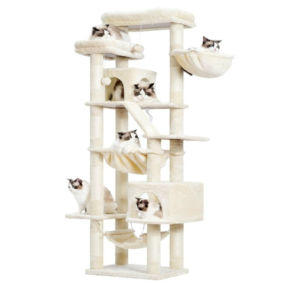 Árbol para Gatos Heybly HCT034M de 180 cm de Altura con 2 Perchas y 2 Condominios