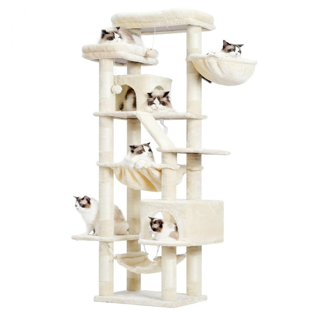 Árbol para Gatos Heybly HCT034M de 180 cm de Altura con 2 Perchas y 2 Condominios